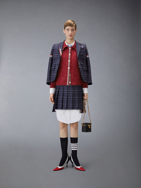 DONEGAL RWB STRIPE HECTOR POINTELLE CARDIGAN RED