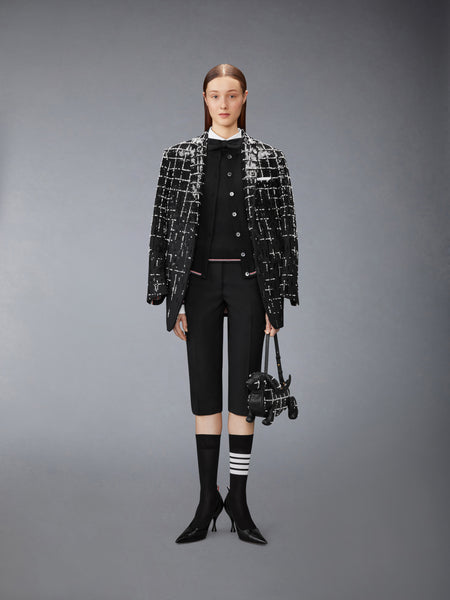 MERINO WOOL RIB STITCH CARDIGAN BLACK