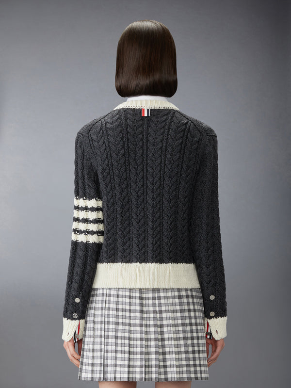 MERINO WOOL 4-BAR ARAN CABLE CARDIGAN - image 2