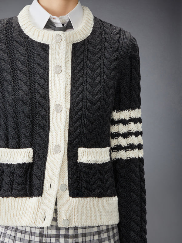 MERINO WOOL 4-BAR ARAN CABLE CARDIGAN - image 5