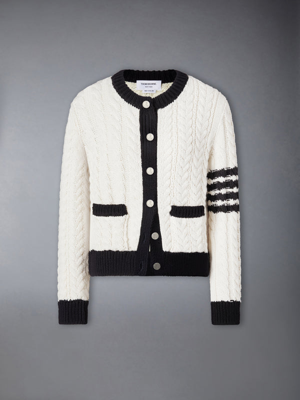 MERINO WOOL 4-BAR ARAN CABLE CARDIGAN - featured image