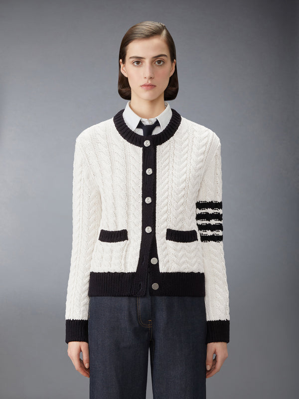 MERINO WOOL 4-BAR ARAN CABLE CARDIGAN - image 1