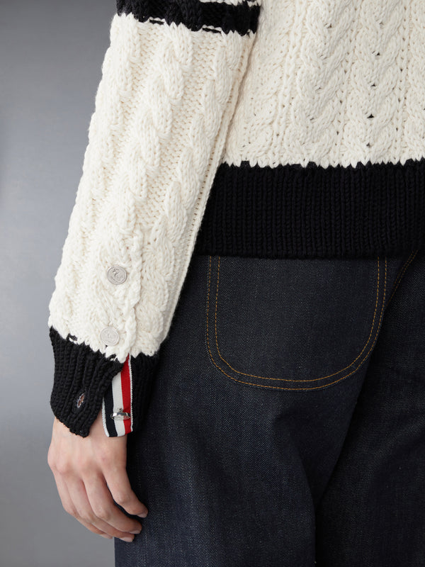 MERINO WOOL 4-BAR ARAN CABLE CARDIGAN - image 5