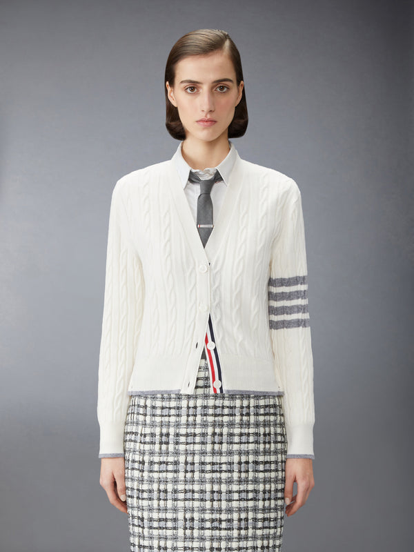 CASHMERE 4-BAR BABY CABLE STITCH CARDIGAN - image 1