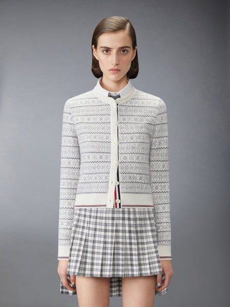 MERINO WOOL JACQUARD SNOWFLAKE CARDIGAN WHITE