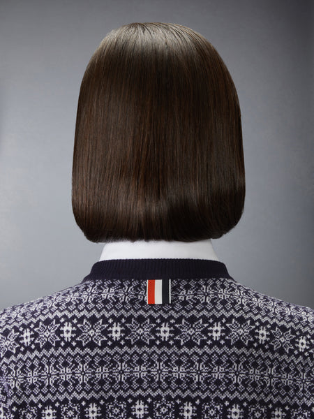 MERINO WOOL JACQUARD SNOWFLAKE CARDIGAN NAVY