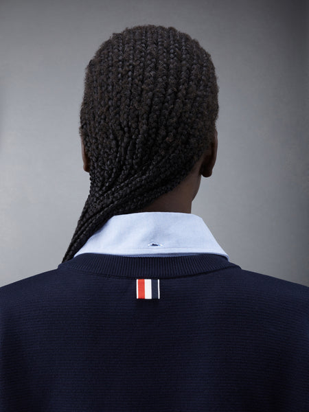 Cotton Milano and Oxford 4-Bar V-Neck Tee and Shirtdress Combo NAVY