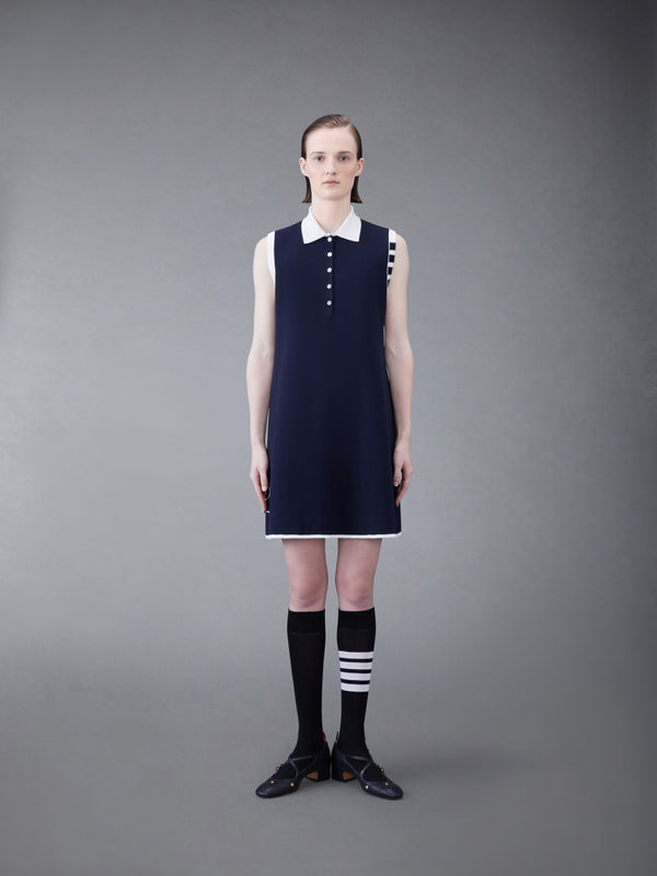 Merino Hector 4-Bar Sleeveless Polo Mini Dress | Thom Browne Merino Hector 4-Bar Sleeveless Polo Mini Dress | Thom Browne