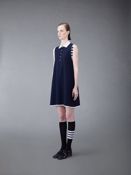 Merino Hector 4-bar Sleeveless Polo Mini Dress NAVY