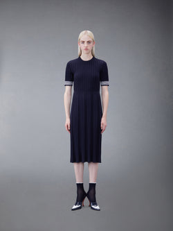 COTTON PLEATED CRICKET STRIPED CABLE DRESS