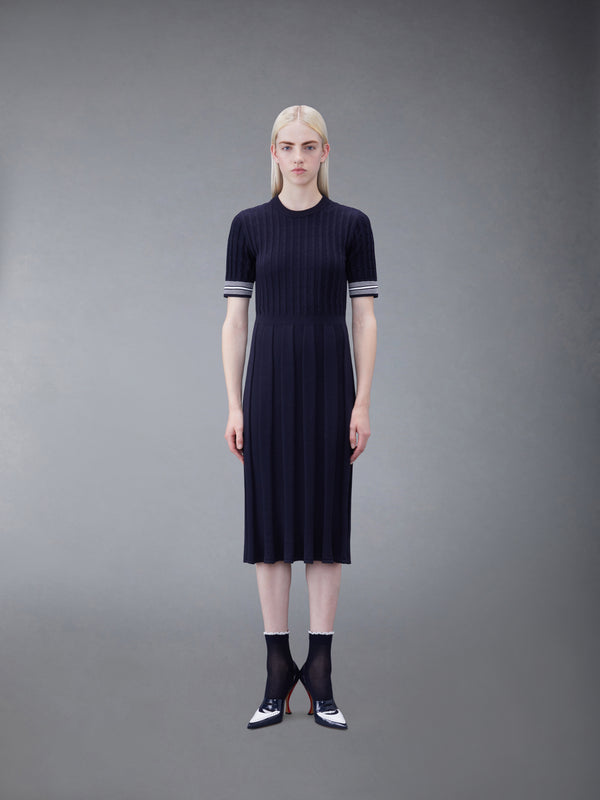 COTTON PLEATED CRICKET STRIPED CABLE DRESS - featured image