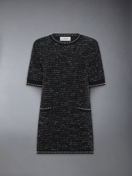 EYELASH TWEED JACQUARD MINI DRESS BLACK