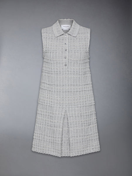 SEERSUCKER KNIT TWEED JACQUARD POLO MINI DRESS