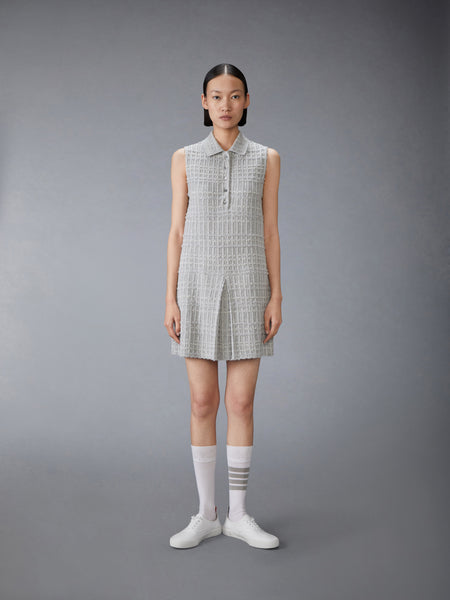 SEERSUCKER KNIT TWEED JACQUARD POLO MINI DRESS