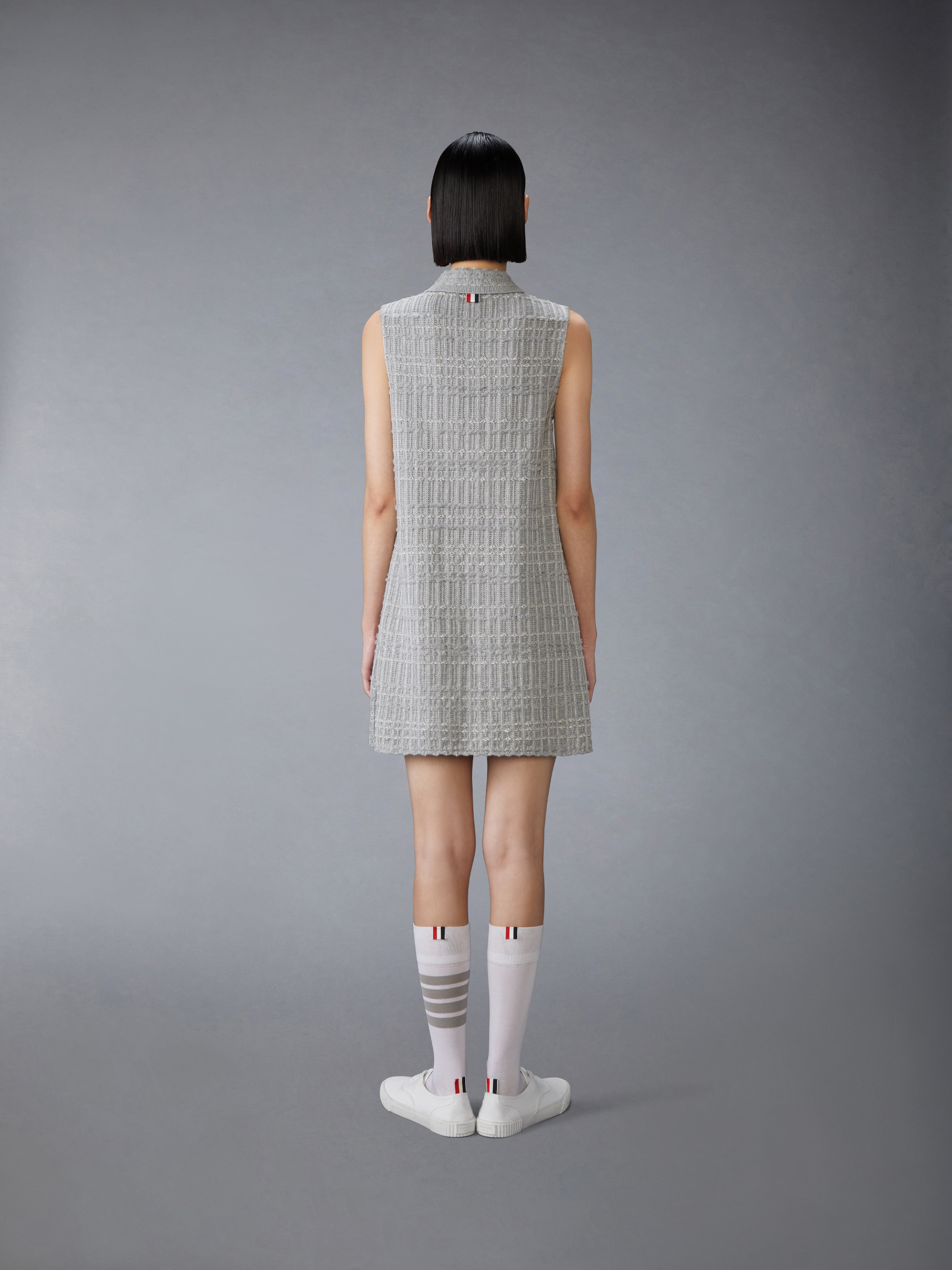 Seersucker Knit Tweed Jacquard Polo Mini Dress | Thom Browne