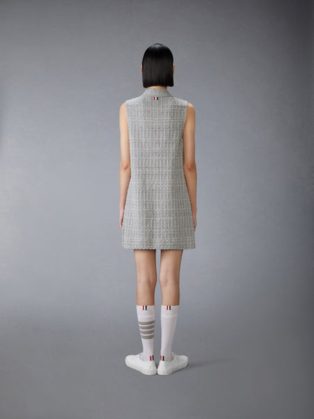 SEERSUCKER KNIT TWEED JACQUARD POLO MINI DRESS
