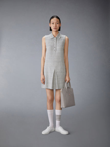 SEERSUCKER KNIT TWEED JACQUARD POLO MINI DRESS