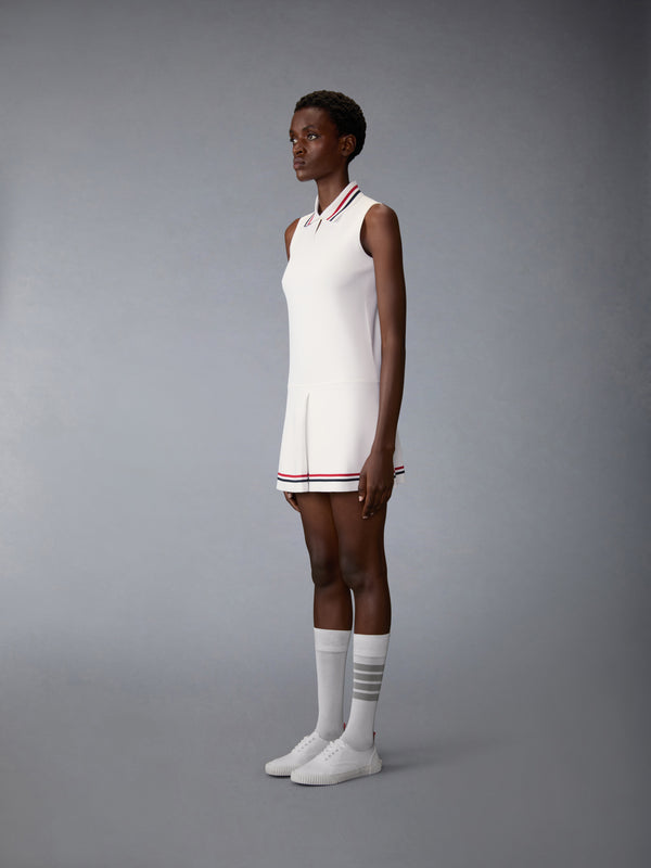 Women's Stretch Viscose Rwb Stripe Mini Tennis Dress in White Size 44