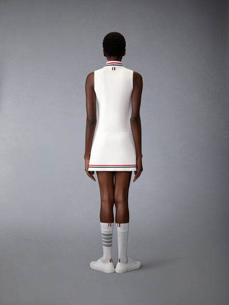 STRETCH VISCOSE RWB STRIPE MINI TENNIS DRESS WHITE