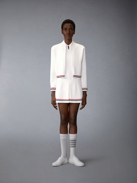 STRETCH VISCOSE RWB STRIPE MINI TENNIS DRESS WHITE