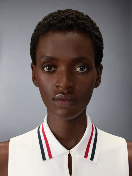 STRETCH VISCOSE RWB STRIPE MINI TENNIS DRESS WHITE