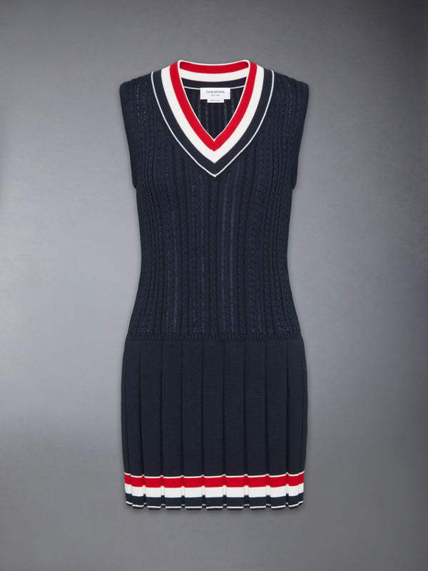 Cricket Rwb Stripe Baby Ladder Cable Mini Dress | Thom Browne Cricket Rwb Stripe Baby Ladder Cable Mini Dress | Thom Browne