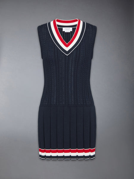 CRICKET RWB STRIPE BABY LADDER CABLE MINI DRESS NAVY