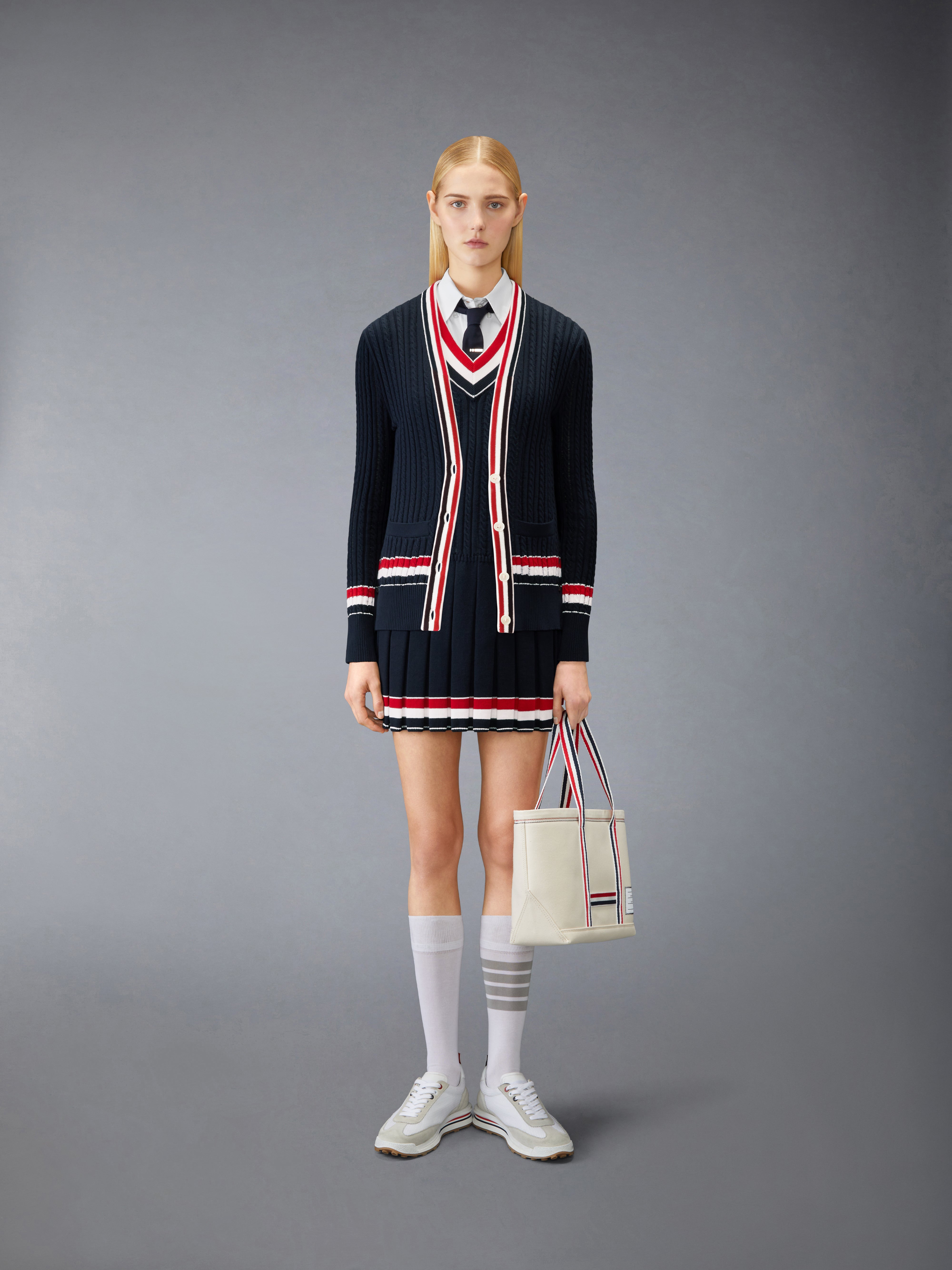 THOM BROWNE オックスフォード マルチストライプ ミニ シャツドレス オックスフォード ストライプ シャツドレス | Thom Browne