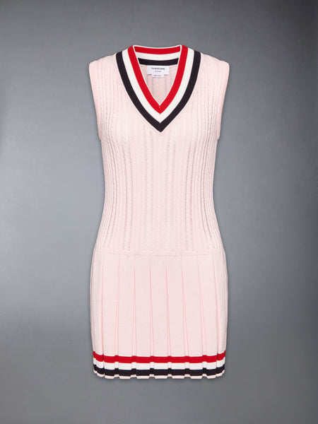 CRICKET RWB STRIPE BABY LADDER CABLE MINI DRESS LIGHT PINK