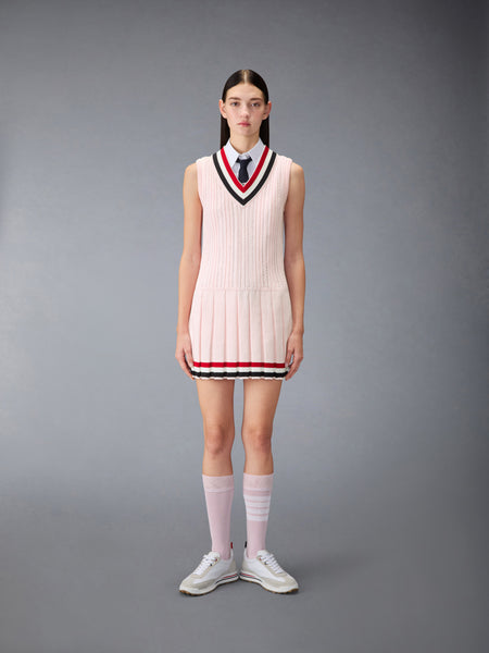 CRICKET RWB STRIPE BABY LADDER CABLE MINI DRESS LIGHT PINK
