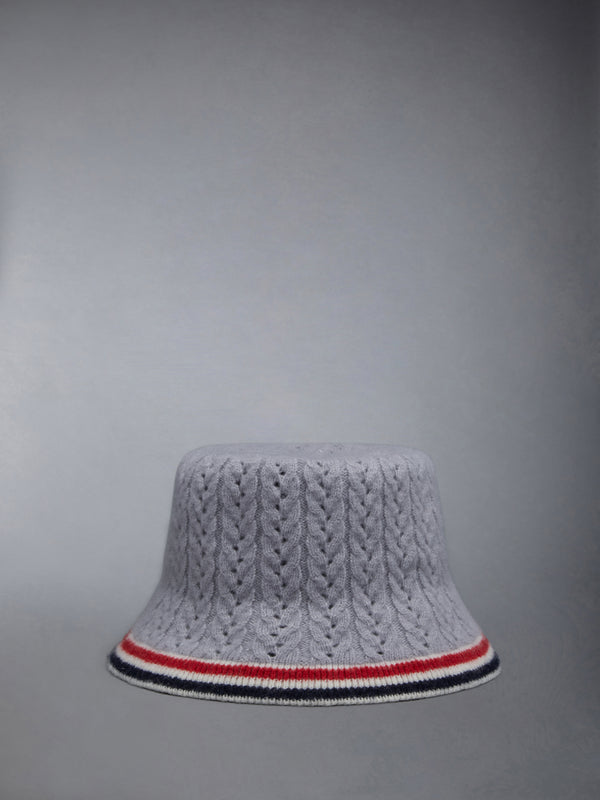 Wool Silk Cashmere Pointelle Stripe Bucket Hat - featured image