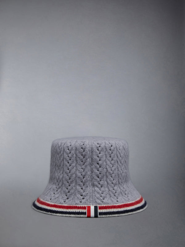 Wool Silk Cashmere Pointelle Stripe Bucket Hat - image 2