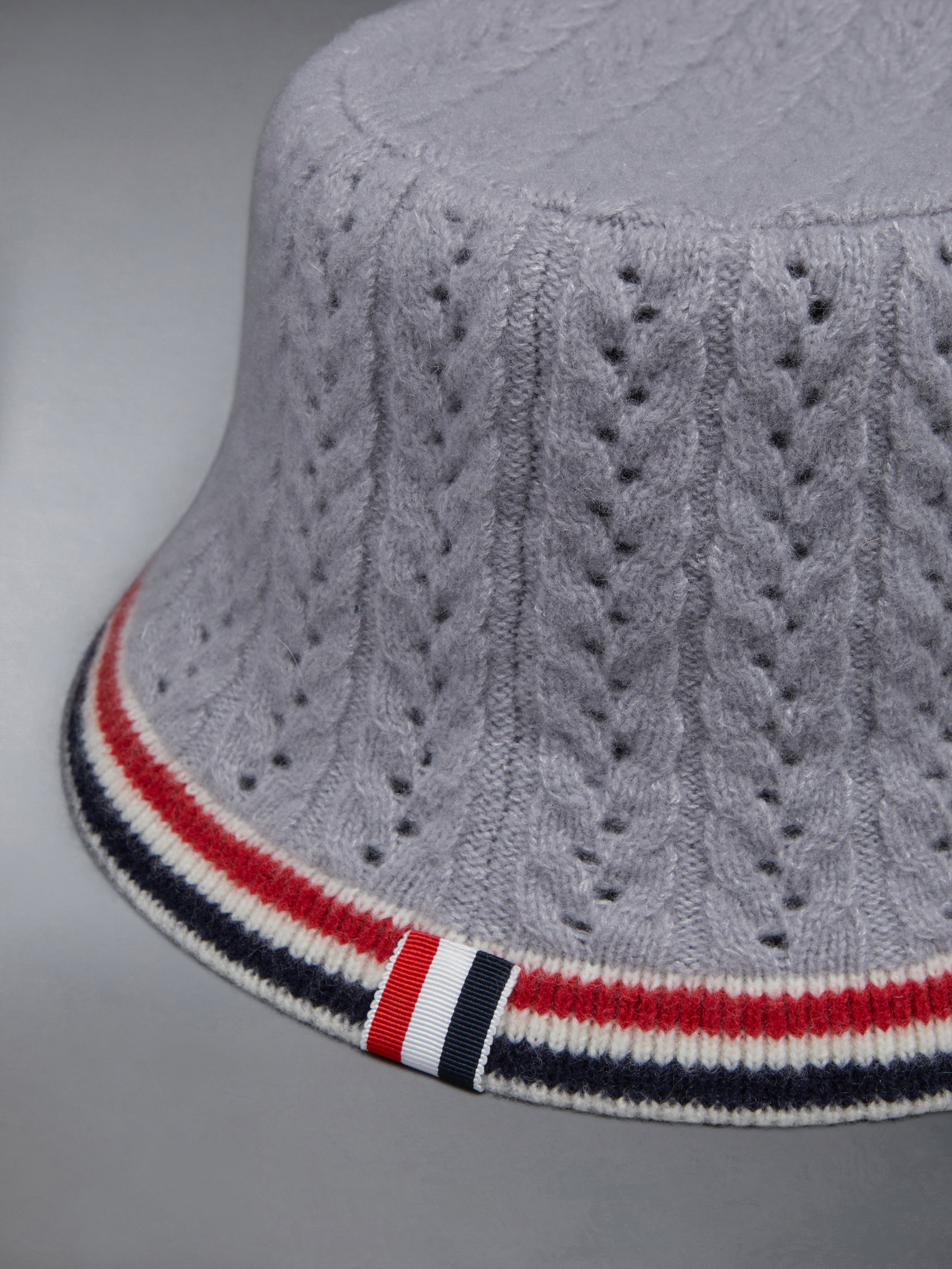 Wool Silk Cashmere Pointelle Stripe Bucket Hat | Thom Browne