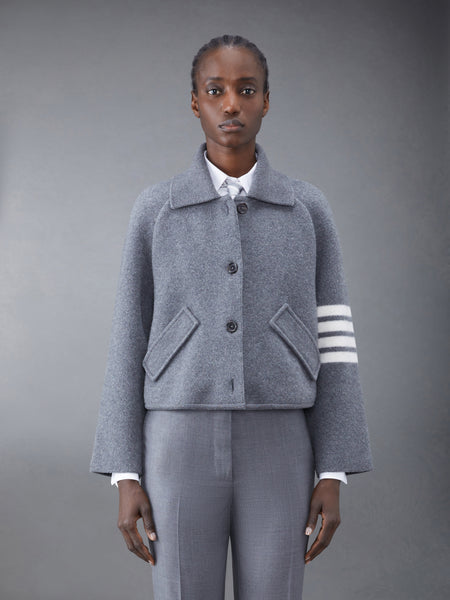 Boiled Wool Milano 4-Bar Cropped Car Coat MED GREY