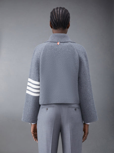 Boiled Wool Milano 4-Bar Cropped Car Coat MED GREY