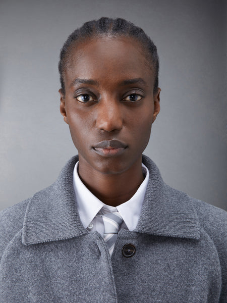 Boiled Wool Milano 4-Bar Cropped Car Coat MED GREY