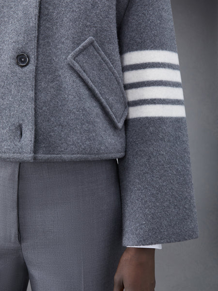 Boiled Wool Milano 4-Bar Cropped Car Coat MED GREY