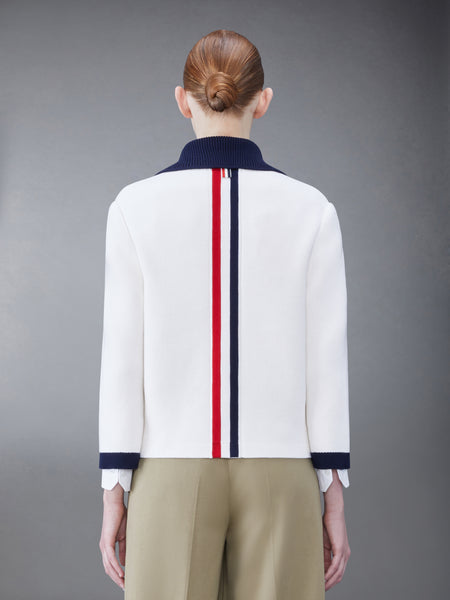 COTTON CASHMERE POLO COLLAR POCKET JACKET WHITE