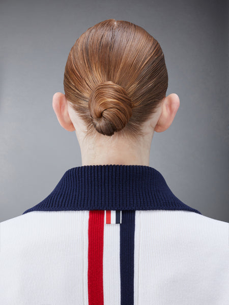 COTTON CASHMERE POLO COLLAR POCKET JACKET WHITE