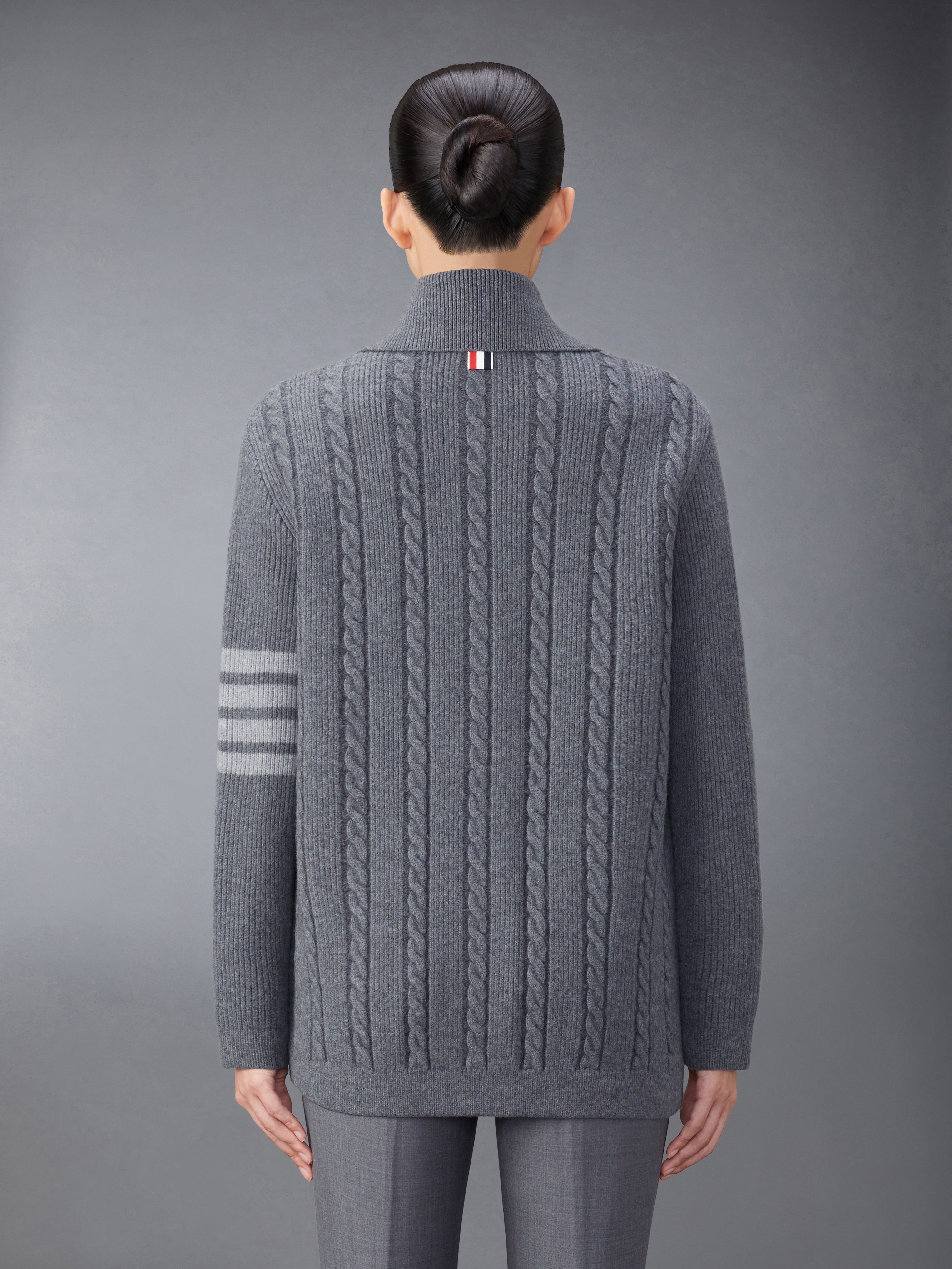 メリノウールとコットンの4バーケーブルオーバーコート | Thom Browne