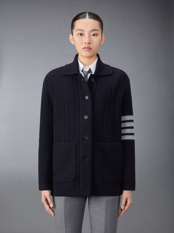 MERINO WOOL AND COTTON 4-BAR CABLE OVERCOAT - featured image