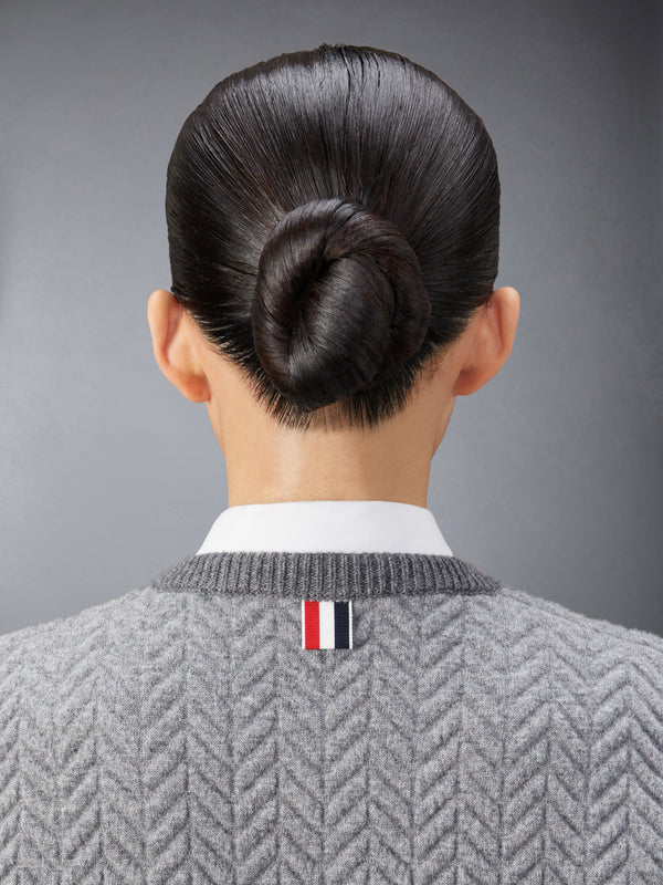MERINO WOOL HERRINGBONE QUILTED CROPPED CARDIGAN JACKET - image 4