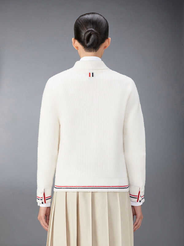 MERINO WOOL BRUSHED TUCK STITCH POLO CARDIGAN - image 2