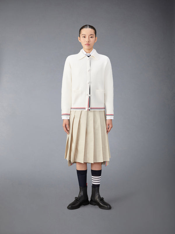 MERINO WOOL BRUSHED TUCK STITCH POLO CARDIGAN - image 3