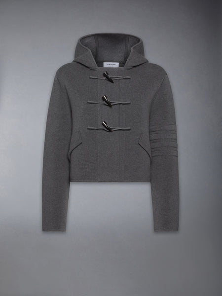 COTTON WOOL 4-BAR CROPPED DUFFLE JACKET MED GREY