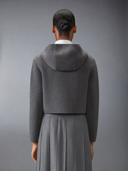 COTTON WOOL 4-BAR CROPPED DUFFLE JACKET MED GREY