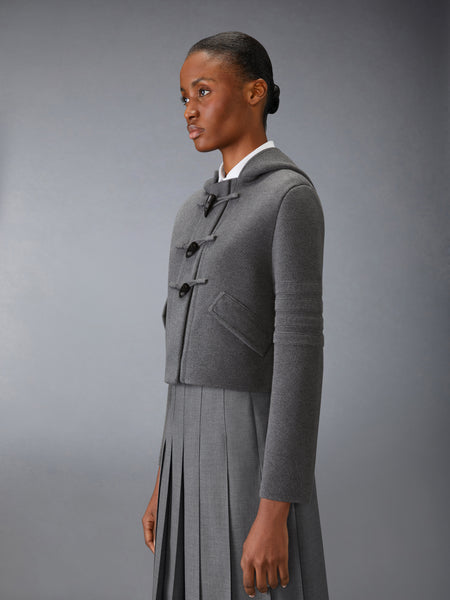 COTTON WOOL 4-BAR CROPPED DUFFLE JACKET MED GREY