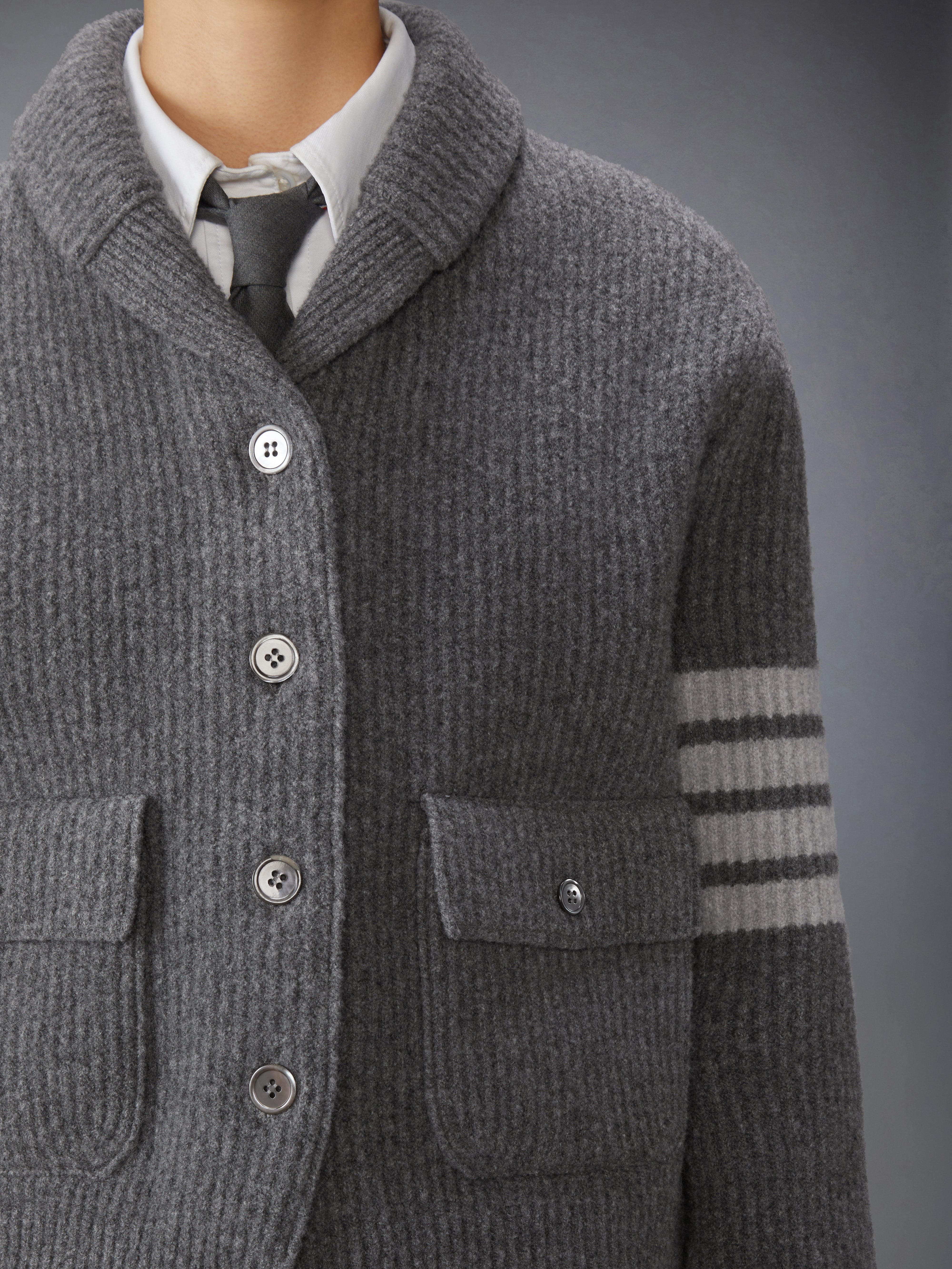 Boiled Merino Wool 4-Bar Bomber Jacket | Thom Browne