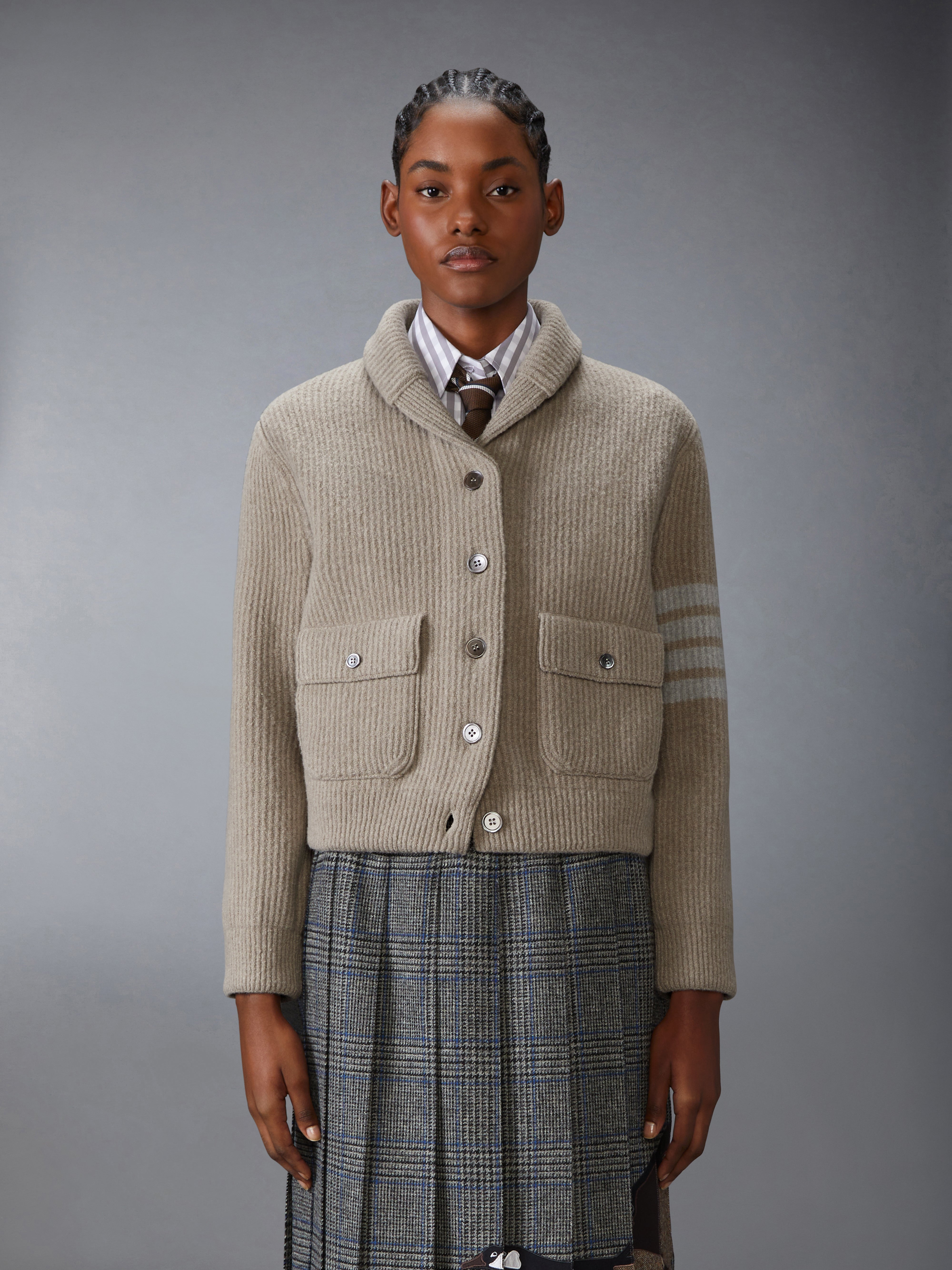 Boiled Merino Wool 4-Bar Bomber Jacket | Thom Browne