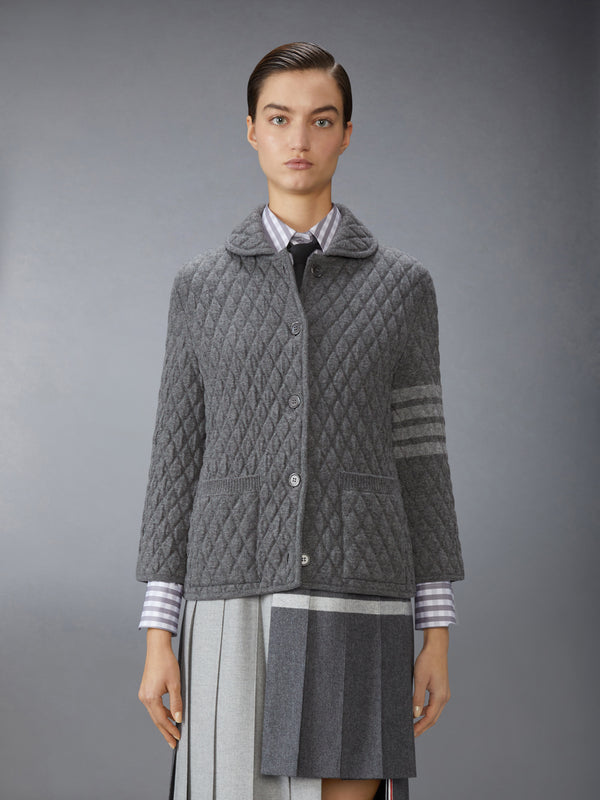QUILTED KNIT JACQUARD MERINO WOOL 4-BAR WORK JACKET - image 1